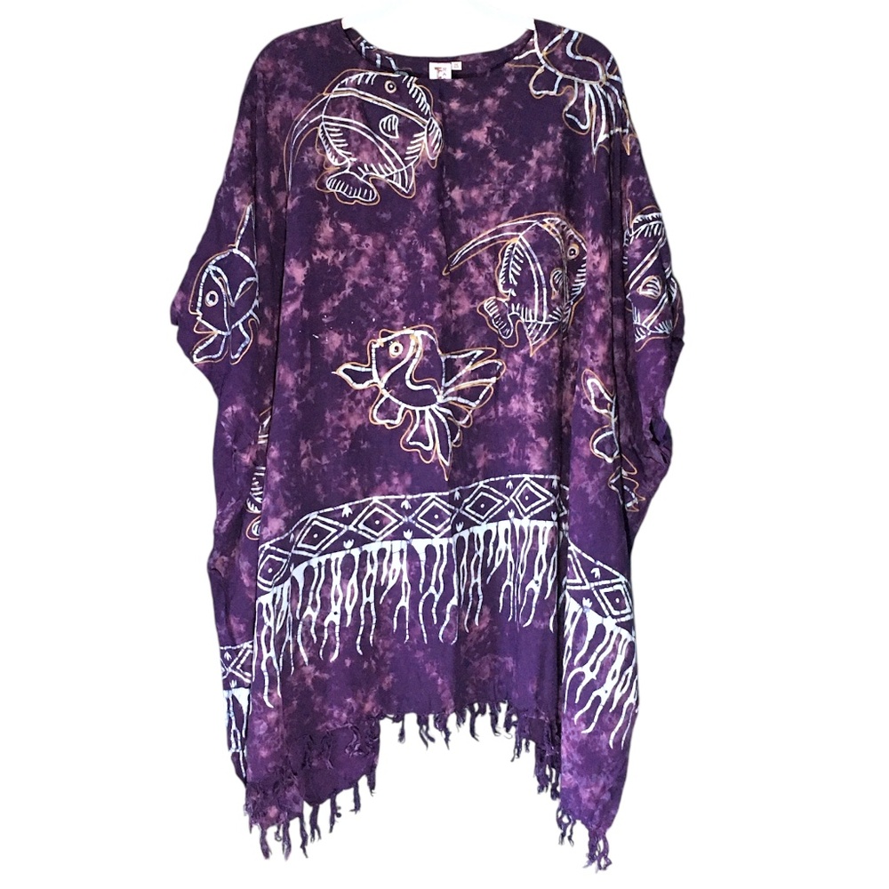 Purple Rayon Batik Ruana